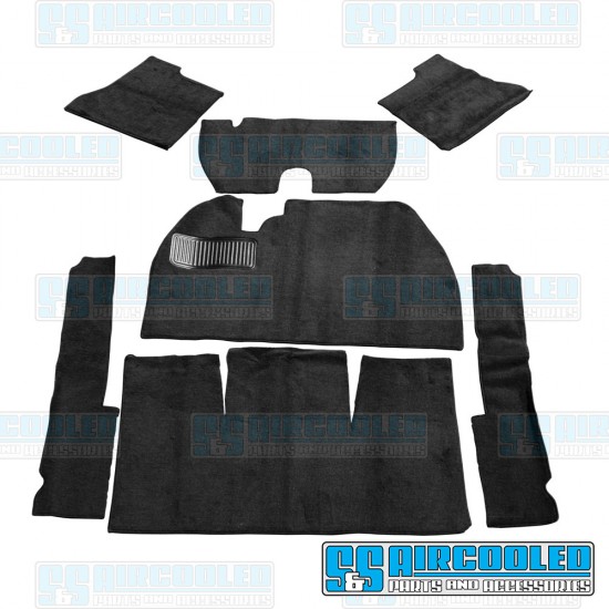 EMPI VW Carpet Kit, 7-Piece w/o Footrest, w/Heater Grommets, Black, 00-3081-0