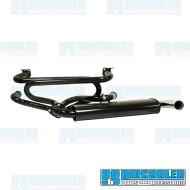 Single Quiet Pack Exhaust System, 1-3/8in. Premium Header, Black w/Chrome Tip