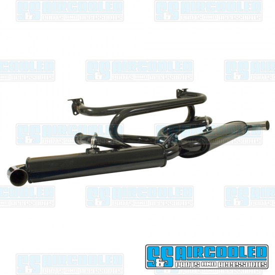 EMPI VW Dual Quiet Pack Exhaust System, 1-3/8in. Premium Header, Black w/Chrome Tips, 00-3121-0 EMPI VW Dual Quiet Pack Exhaust System, 1-3/8in. Premium Header, Black w/Chrome Tips, 00-3121-0