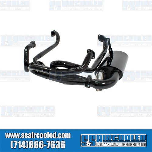 Sideflow Exhaust System, 1-5/8in. 3-Bolt Header w/Muffler, Black w/Stainless Steel Tip Sideflow Exhaust System, 1-5/8in. 3-Bolt Header w/Muffler, Black w/Stainless Steel Tip