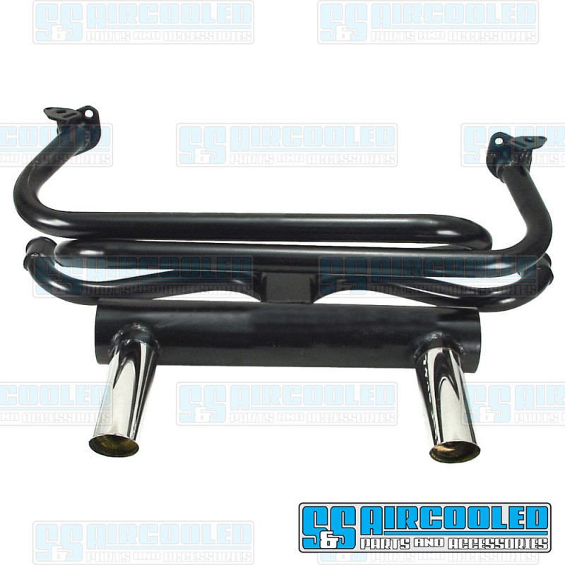 EMPI VW 2 Tip GT Exhaust System, 1-3/8in. Header, Black w/Chrome Tips, 00-3417-0