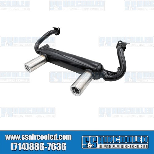 2 Tip Euro-Style Exhaust System, 1-3/8in. Canister Header, Black w/Chrome Tips 2 Tip Euro-Style Exhaust System, 1-3/8in. Canister Header, Black w/Chrome Tips