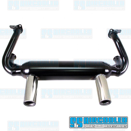 EMPI VW 2 Tip Exhaust System, 1-3/8in. Header, Black w/Chrome Tips, 00-3418-0 EMPI VW 2 Tip Exhaust System, 1-3/8in. Header, Black w/Chrome Tips, 00-3418-0