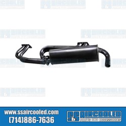 Single Quiet Pack Exhaust System, 1-1/2in. 3-Bolt Header w/Muffler, Black w/Black Tips