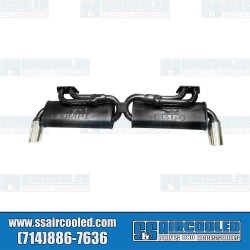 2-Tip GT-Style Exhaust System, 1-1/2in. 3-Bolt Header w/Mufflers, Black w/Chrome Tips