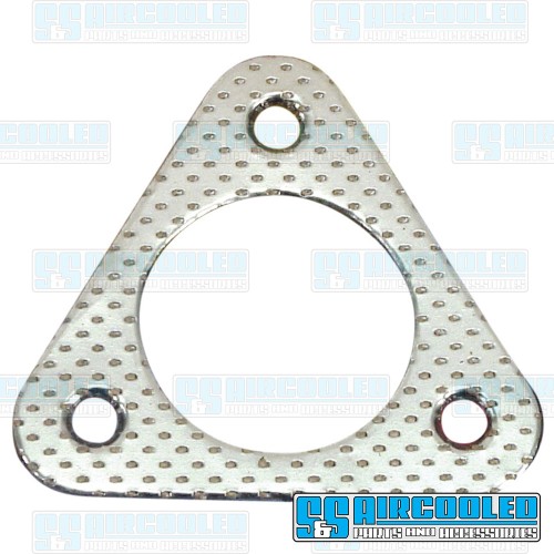 Exhaust Flange Gasket, Header to Muffler, 1-3/4in ID, Small 3-Bolt, Metal/Paper Exhaust Flange Gasket, Header to Muffler, 1-3/4in ID, Small 3-Bolt, Metal/Paper