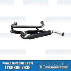 Single Glass Pack Exhaust System, 1-3/8in. 3-Bolt Street Header w/Muffler, Black w/Chrome Tip