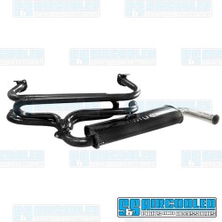 Single Quiet Pack Exhaust System, 1-3/8in. Header, Black w/Chrome Tip