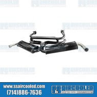 Dual Quiet Pack Exhaust System, 1-3/8in. 3-Bolt Street Header w/Mufflers, Black w/Chrome Tips Dual Quiet Pack Exhaust System, 1-3/8in. 3-Bolt Street Header w/Mufflers, Black w/Chrome Tips
