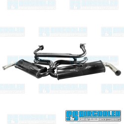 Dual Quiet Pack Exhaust System, 1-3/8in. Header, Black w/Chrome Tips
