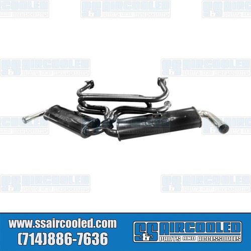 Dual Quiet Pack Exhaust System, 1-3/8in. 3-Bolt Street Header w/Mufflers, Black w/Chrome Tips Dual Quiet Pack Exhaust System, 1-3/8in. 3-Bolt Street Header w/Mufflers, Black w/Chrome Tips