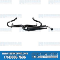 Single Quiet Pack Exhaust System, 1-3/8in. 3-Bolt Street Header w/Muffler, Black w/Chrome Tip Single Quiet Pack Exhaust System, 1-3/8in. 3-Bolt Street Header w/Muffler, Black w/Chrome Tip