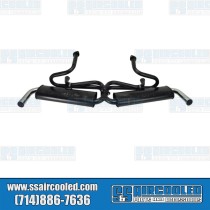 Dual Quiet Pack Exhaust System, 1-3/8in. 3-Bolt Street Header w/Mufflers, Black w/Chrome Tips Dual Quiet Pack Exhaust System, 1-3/8in. 3-Bolt Street Header w/Mufflers, Black w/Chrome Tips