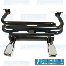 Square 2 Tip Exhaust System, 1-3/8in. Header, Black w/Chrome Tips