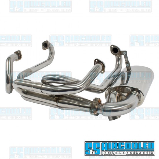 EMPI VW Sideflow Exhaust System, 1-5/8in. Header w/Muffler, Stainless Steel, 00-3762-0