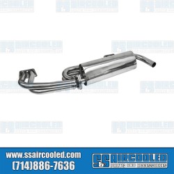 Single Quiet Pack Exhaust System, 1-1/2in. 3-Bolt Header w/Muffler, Stainless Steel