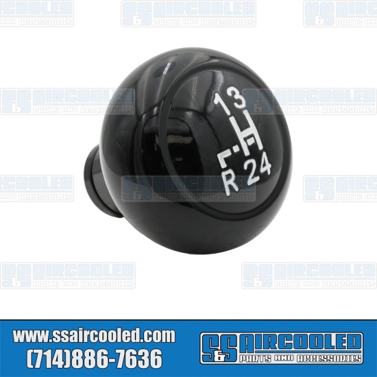 EMPI VW Shifter Knob, Stock Style w/Shift-Pattern, Aluminum, Black, 00-4690-0, VW Bug, Ghia, Super Beetle, Bus, Type 3, Thing
