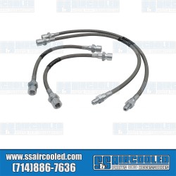 Brake Hose Kit, Braided Stainless Steel, Front & Rear, Left & Right