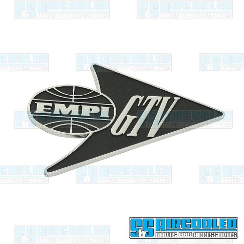 Die Cast Emblem, "EMPI GTV Logo", Black & Silver Die Cast Emblem, "EMPI GTV Logo", Black & Silver