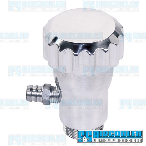 Oil Filler, Straight, Vented, Polished w/Grooved Cap