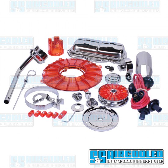 EMPI VW Engine Dress-Up Kit, Deluxe, Red/Chrome, 00-8653-0