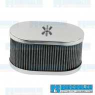 Air Filter Assembly, IDF/DRLA/HPMX, Oval, Gauze, Chrome