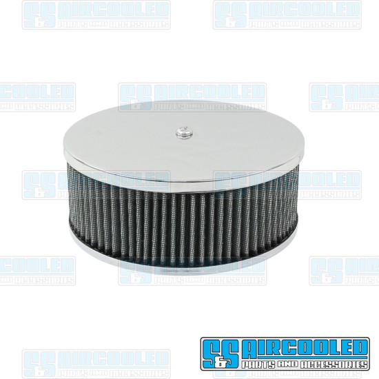 VW Air Filter Assembly, Stock/ICT/EPC, Round, Gauze, Chrome, 00-8970-0 VW Air Filter Assembly, Stock/ICT/EPC, Round, Gauze, Chrome, 00-8970-0