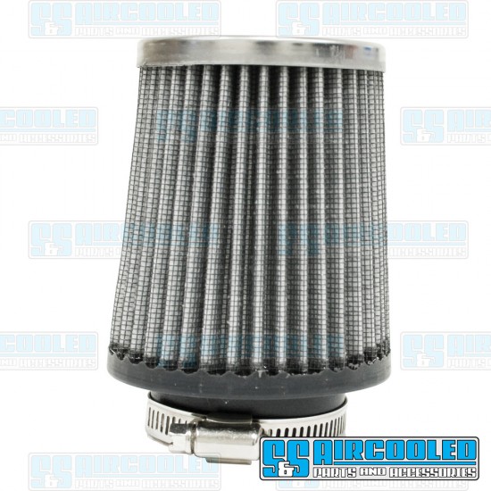 EMPI VW Air Filter Assembly, Kadron/Brosol/Solex/40K, Round, Gauze, Chrome, 00-9004-0