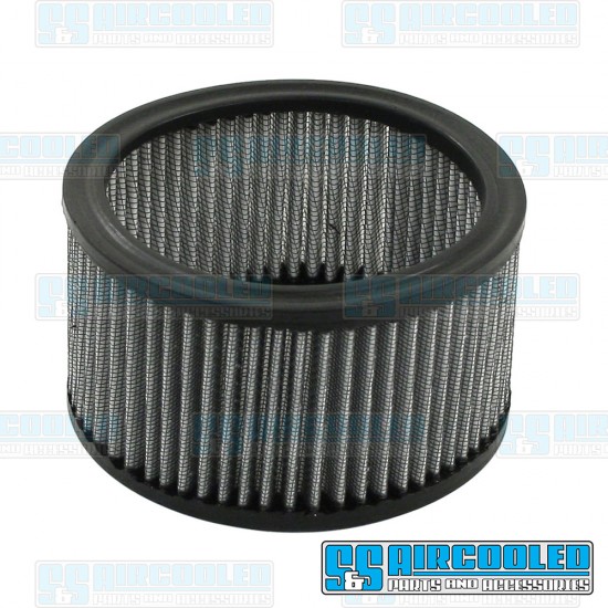 EMPI VW Air Filter Element, 5-1/2 x 3-1/8in, Round, Gauze, 00-9049-0
