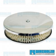 Air Filter Assembly, Stock/ICT/EPC, Round, Low Profile, Paper, Chrome
