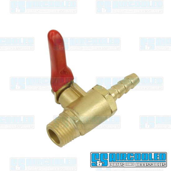 VW Fuel Shut off Valve, 1/4in Male NPT to 1/4in Barbed, Brass, 00-9106-0