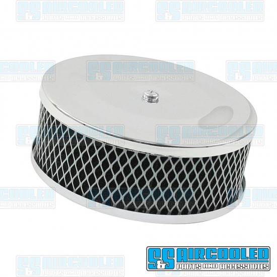  VW Air Filter Assembly, Stock/ICT/EPC, Round, Foam, Chrome, AC129741B
