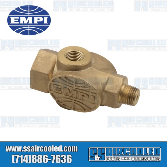 EMPI VW Oil Pressure Fitting, M10-1.0 Fittings, EMPI Logo, Brass, 00-9249-0