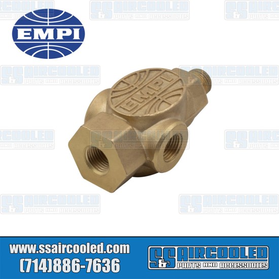 EMPI VW Oil Pressure Fitting, M10-1.0 Fittings, EMPI Logo, Brass, 00-9249-0