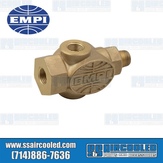 EMPI VW Oil Pressure Fitting, M10-1.0 Fittings, EMPI Logo, Brass, 00-9249-0