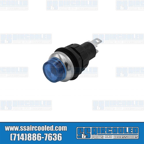 Dash Indicator/Warning Light, 9/16" Lens, Blue Dash Indicator/Warning Light, 9/16" Lens, Blue