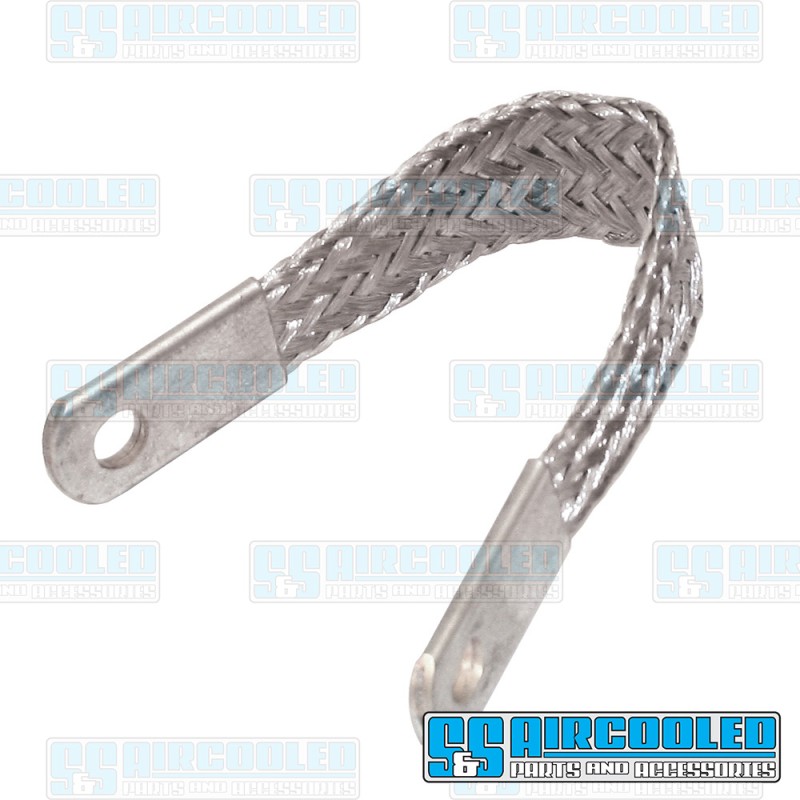 VW Ground Strap, Negative, Braided, 9in. Length, 111971237A VW Ground Strap, Negative, Braided, 9in. Length, 111971237A