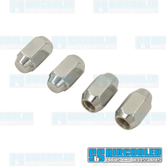 EMPI VW Lug Nuts, 1/2-20, 60 deg. Taper, Acorn Style, Chrome, 00-9535-0