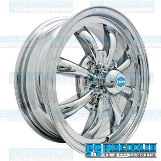 EMPI VW Wheel, GT-8, 8 Spoke, 15x5.5, 4x130 Pattern, Chrome, 00-9683-0