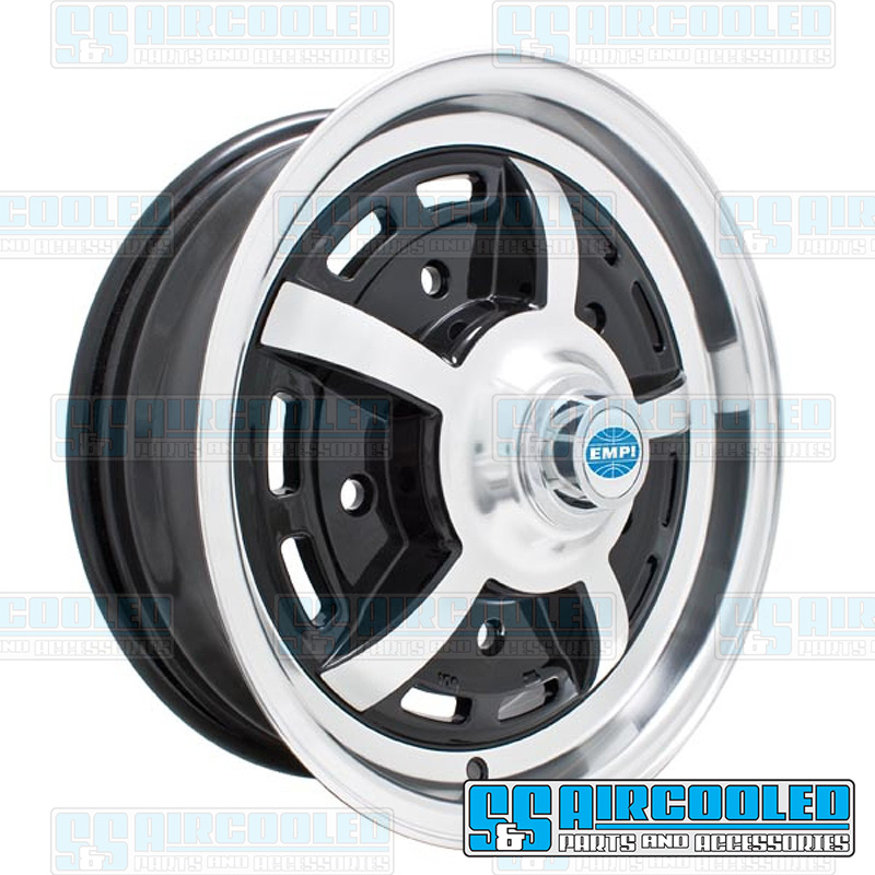 EMPI VW Wheel, Sprintstar, 15x5, 5x205 Pattern, Gloss Black w/Polished Spokes & Lip, 00-9689-0 EMPI VW Wheel, Sprintstar, 15x5, 5x205 Pattern, Gloss Black w/Polished Spokes & Lip, 00-9689-0