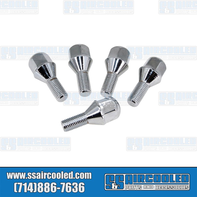 EMPI VW Lug Bolts, M12-1.5, 60 deg. Taper, Chrome, 00-9711-0
