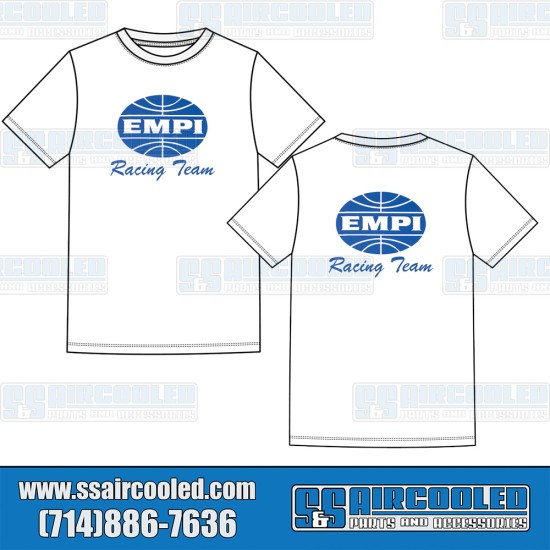 EMPI VW EMPI Racing Team Short Sleeve T-Shirt, White, tshirt-ert-wht