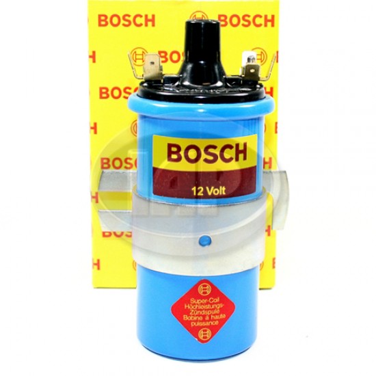 Bosch Ignition Coil, 00012US, 12 Volt, Stock, Blue, Includes Bracket, VW  Bug, Super Beetle, Ghia, Bus, Type 3, Thing
