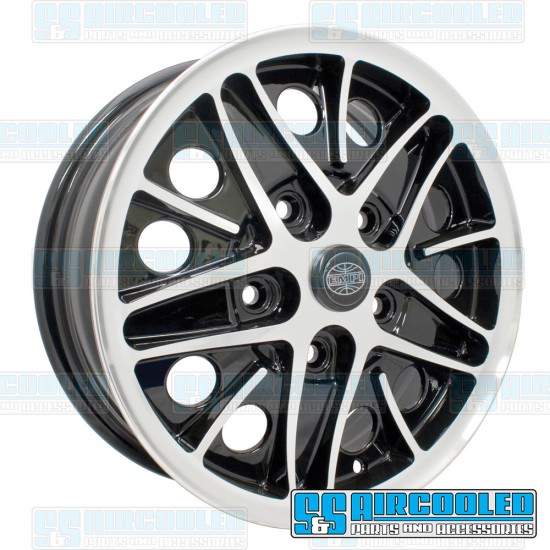 EMPI VW Wheel, Cosmo, 15x5.5, 5x130 Pattern, Gloss Black w/Polished Lip, 10-1083-0