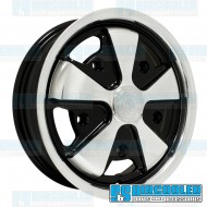 Wheel, Porsche 911 Alloy, 15x5.5, 5x205 Pattern, Polished w/Black Inset
