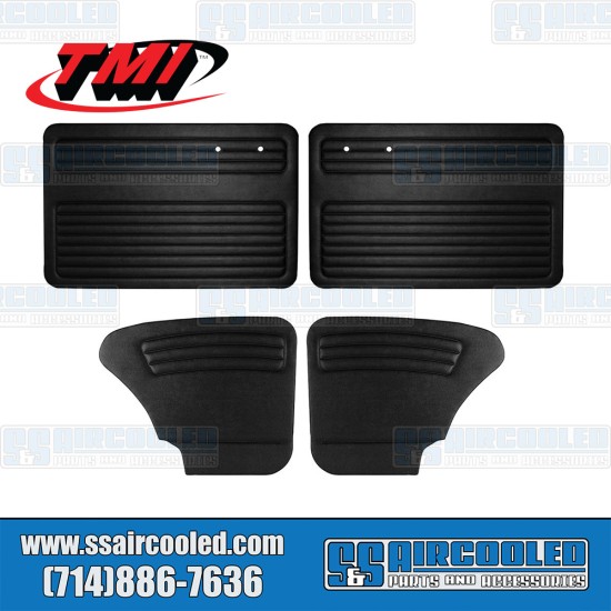 TMI Products VW Door Panels, Authentic Style, Full Set, Vinyl w/o Pockets, Black, 10-1123-11