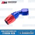 -6AN 45° Swivel Style Female Hose End, Blue/Red