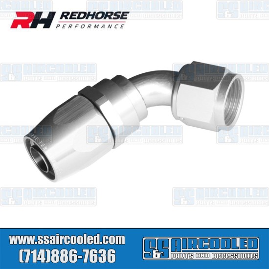 Redhorse Performance -6AN 60° Swivel Style Female Hose End, Silver, 1060-06-5, VW Bug, Super Beetle, Ghia, Bus, Type 3, Thing, Vanagon