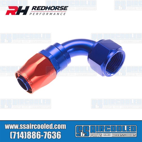 -6AN 90° Swivel Style Female Hose End, Blue/Red -6AN 90° Swivel Style Female Hose End, Blue/Red