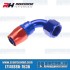 -6AN 90° Swivel Style Female Hose End, Blue/Red